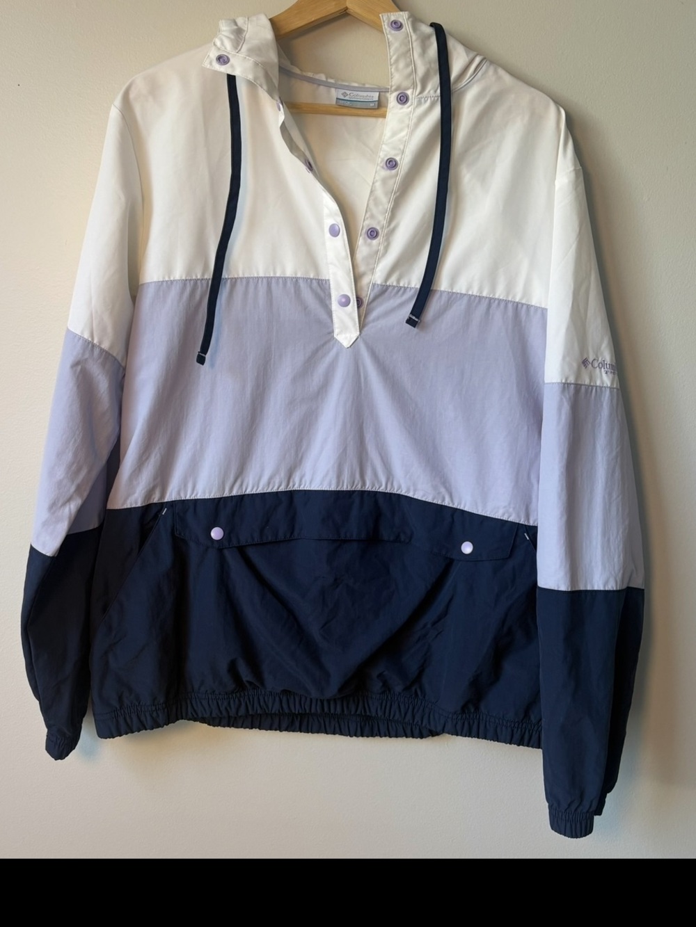 Women’s purple Columbia Harborside PFG Pullover Windbreaker size Medium